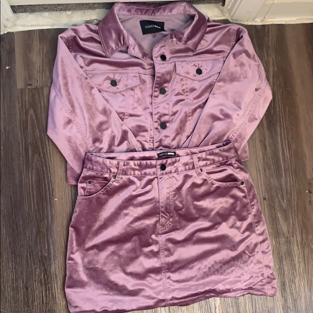 Purple suede two piece fashion nova set